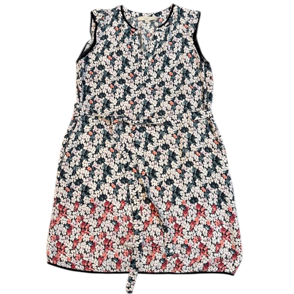 LOFT Petites Floral Tie-Front Dress‎ | Rayon | MP (Medium Petite)